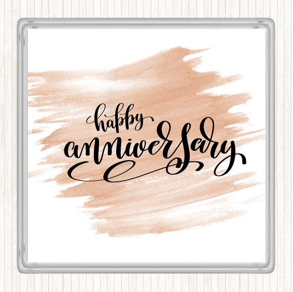 Watercolour Happy Anniversary Quote Coaster