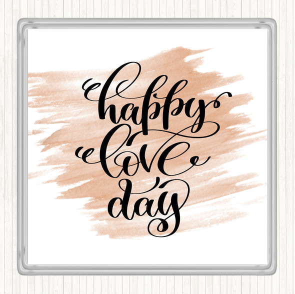 Watercolour Happy Love Day Quote Coaster