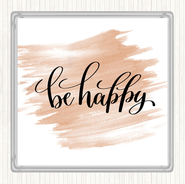 Watercolour Happy Quote Coaster