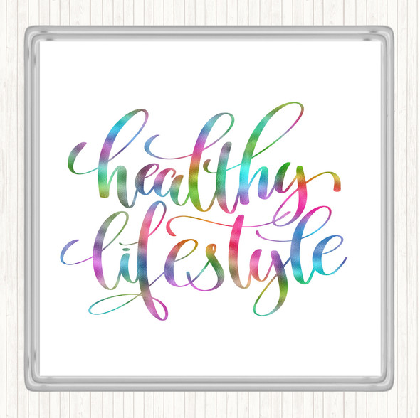 Healthy Lifestyle Rainbow Quote Coaster