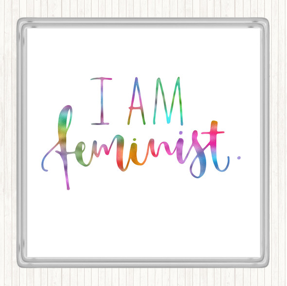 I Am Feminist Rainbow Quote Coaster