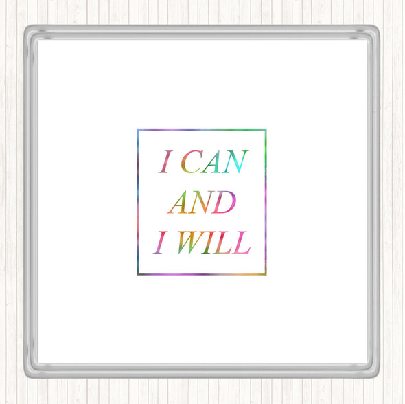 I Can Rainbow Quote Coaster