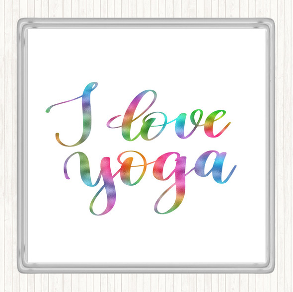 I Love Yoga Rainbow Quote Coaster