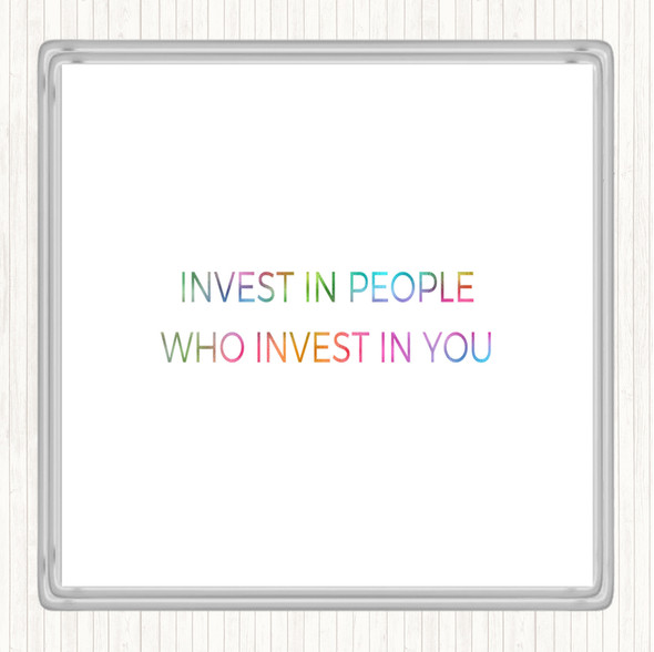 Invest In People Rainbow Quote Coaster