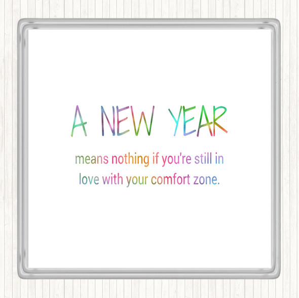 A New Year Rainbow Quote Coaster