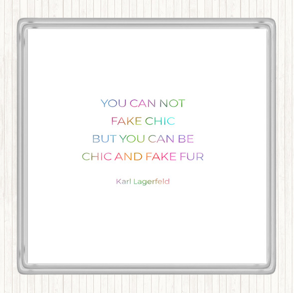 Karl Fake Fur Rainbow Quote Coaster