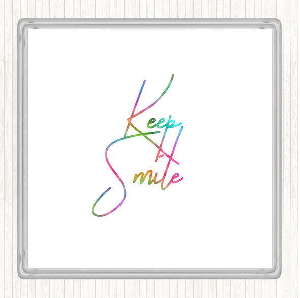 Keep A Smile Rainbow Quote Coaster