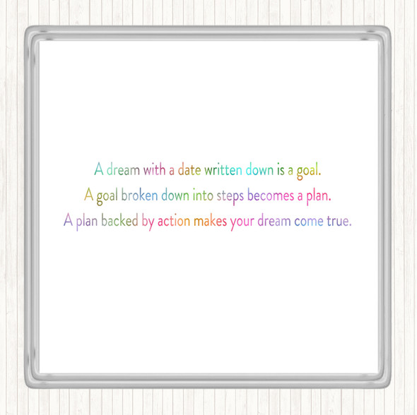 A Plan Backed By Action Makes Dreams Come True Rainbow Quote Coaster
