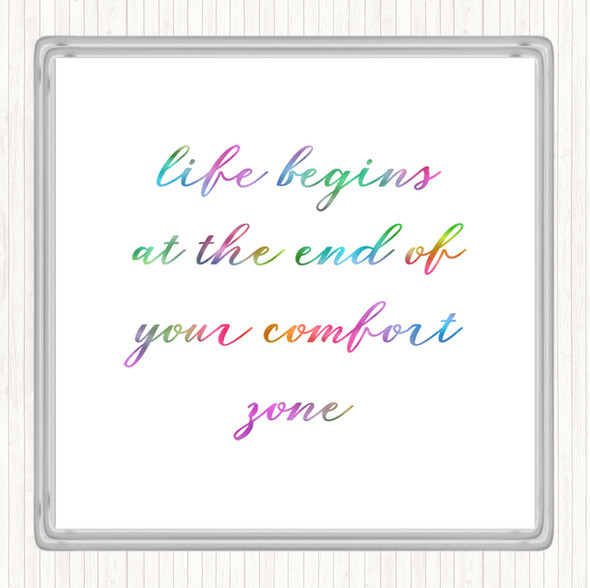 Life Begins Rainbow Quote Coaster