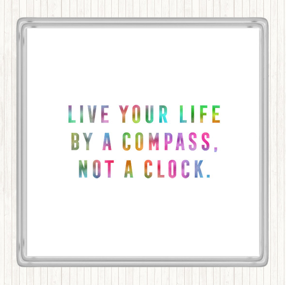 Live Your Life Rainbow Quote Coaster