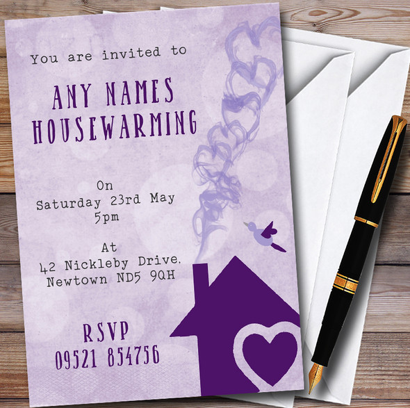 Purple Heart House Customised Housewarming Party Invitations