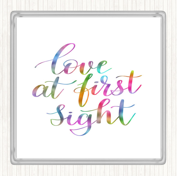 Love At First Sight Rainbow Quote Coaster