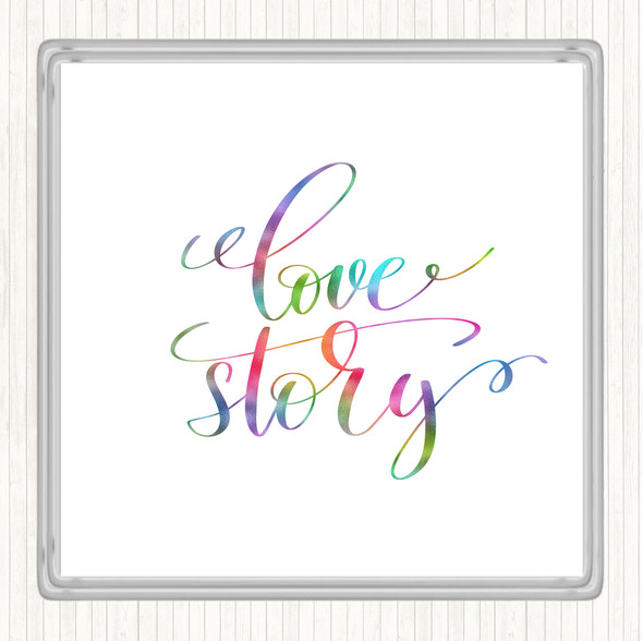 Love Story Rainbow Quote Coaster