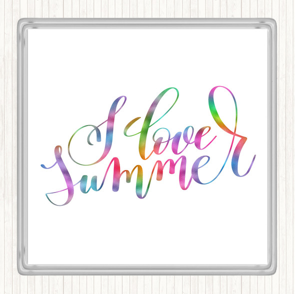 Love Summer Rainbow Quote Coaster