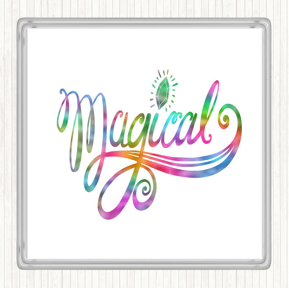 Magical Unicorn Rainbow Quote Coaster