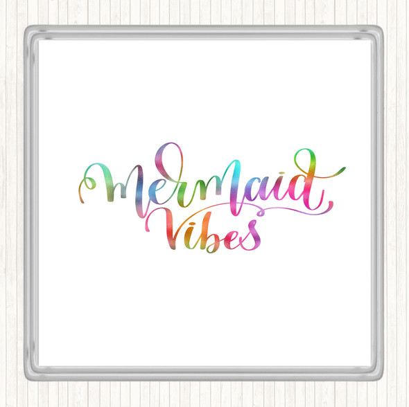 Mermaid Vibes Rainbow Quote Coaster