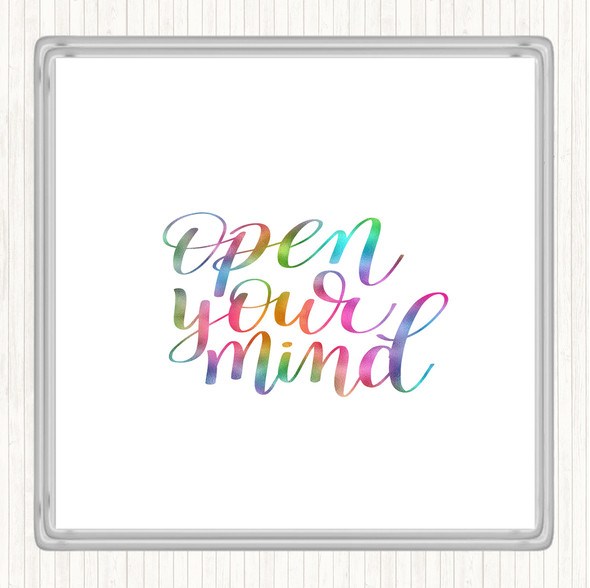 Open Mind Rainbow Quote Coaster