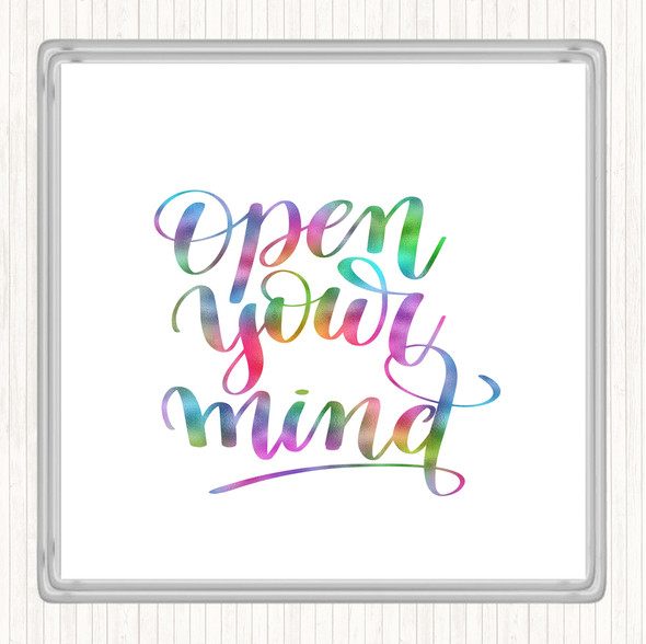 Open Your Mind Rainbow Quote Coaster