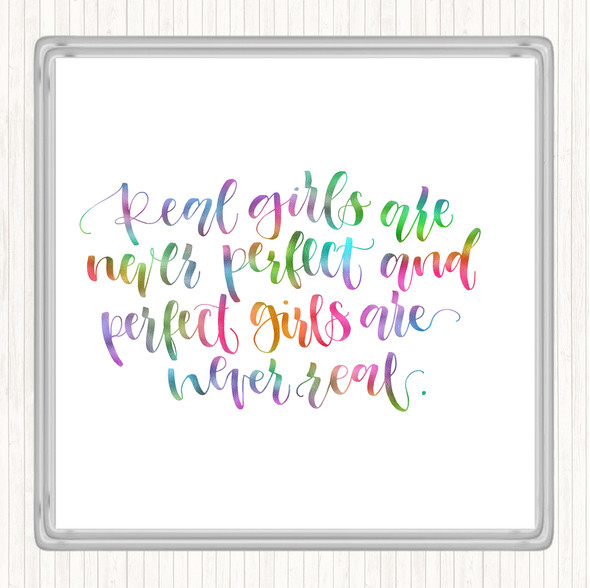 Real Girls Rainbow Quote Coaster