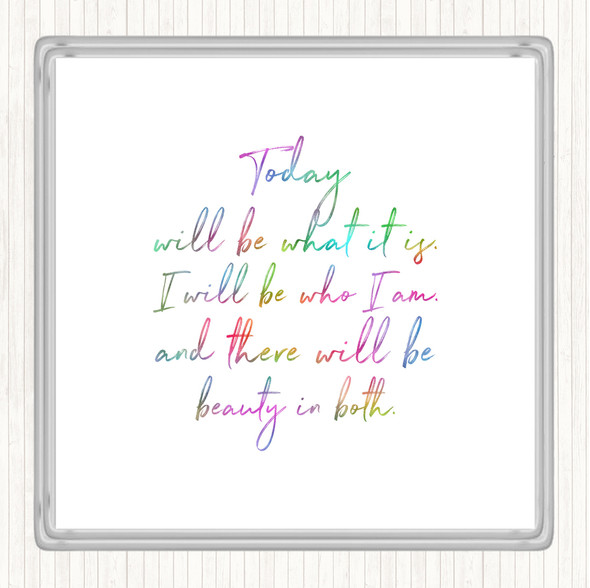 Beauty In Both Rainbow Quote Coaster