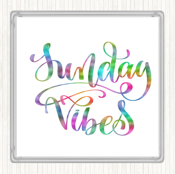 Sunday Vibes Rainbow Quote Coaster