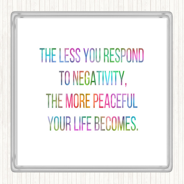 The Less You Respond To Negativity Rainbow Quote Coaster