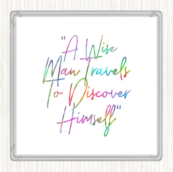 Wise Man Travels Rainbow Quote Coaster