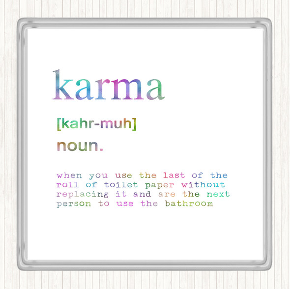 Word Definition Karma Rainbow Quote Coaster