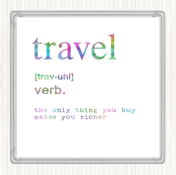 Word Definition Travel Rainbow Quote Coaster