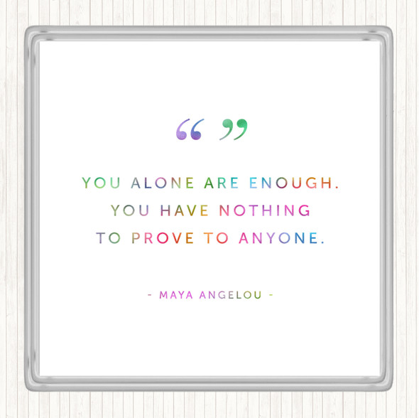 You Alone Rainbow Quote Coaster