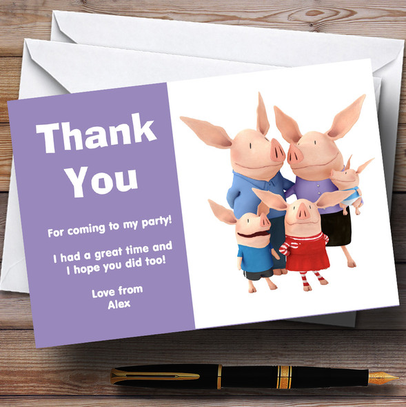 Olivia Customised Children's Birthday Party Thank You Cards