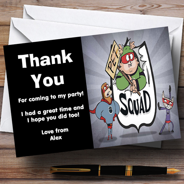 Petsquad Customised Children's Birthday Party Thank You Cards