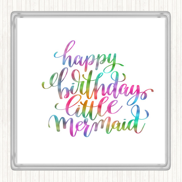 Birthday Mermaid Rainbow Quote Coaster