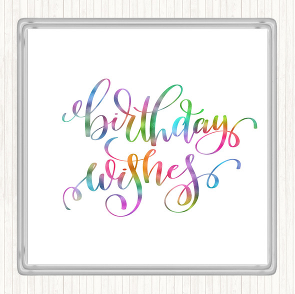 Birthday Wishes Rainbow Quote Coaster