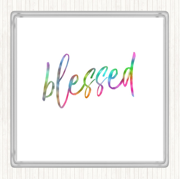 Blessed Rainbow Quote Coaster