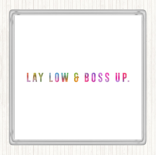 Boss Up Rainbow Quote Coaster