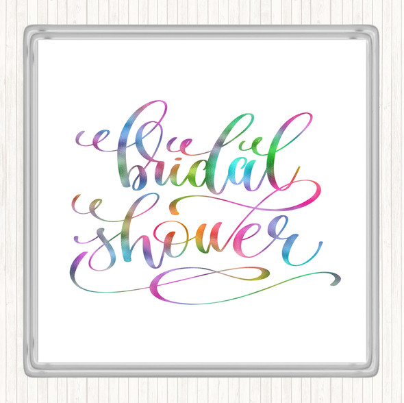 Bridal Shower Rainbow Quote Coaster