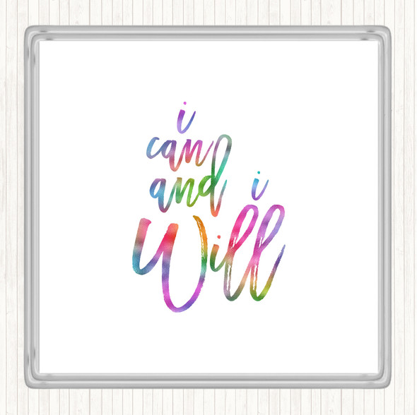 Can And Will Rainbow Quote Coaster