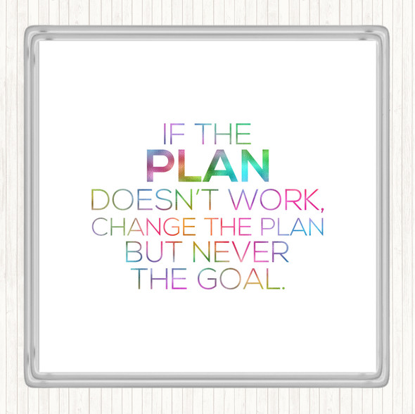 Change The Plan Rainbow Quote Coaster