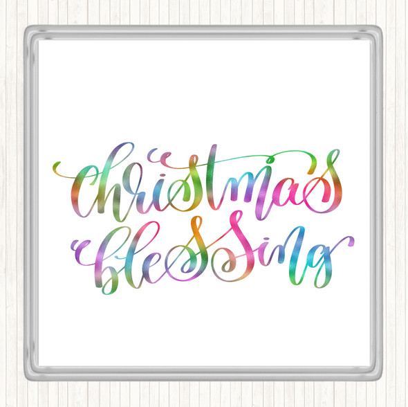 Christmas Blessing Rainbow Quote Coaster