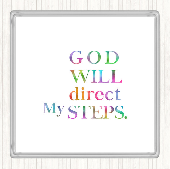 Direct My Steps Rainbow Quote Coaster
