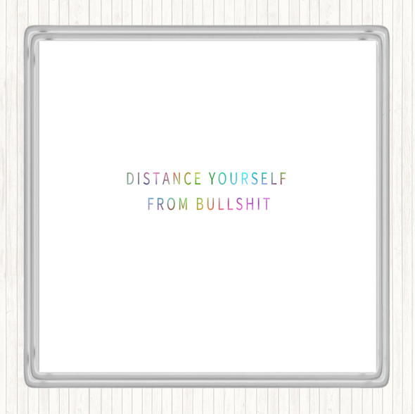 Distance Yourself Rainbow Quote Coaster