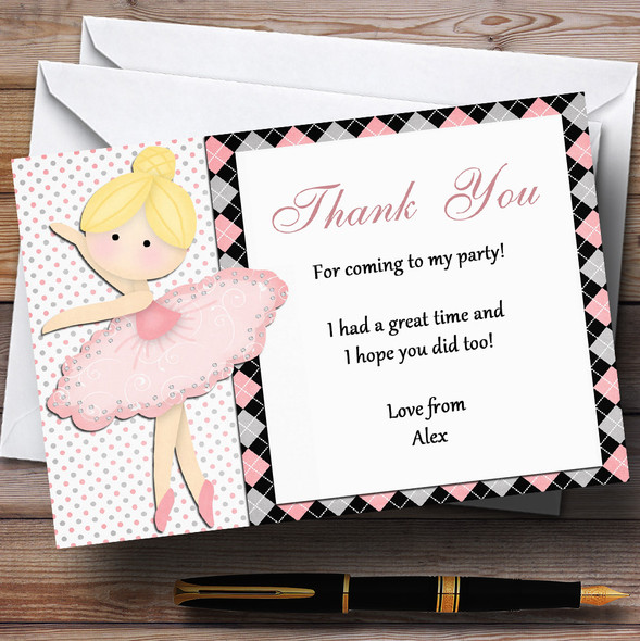 Beautiful Ballet Dancer Customised Birthday Party Thank You Cards