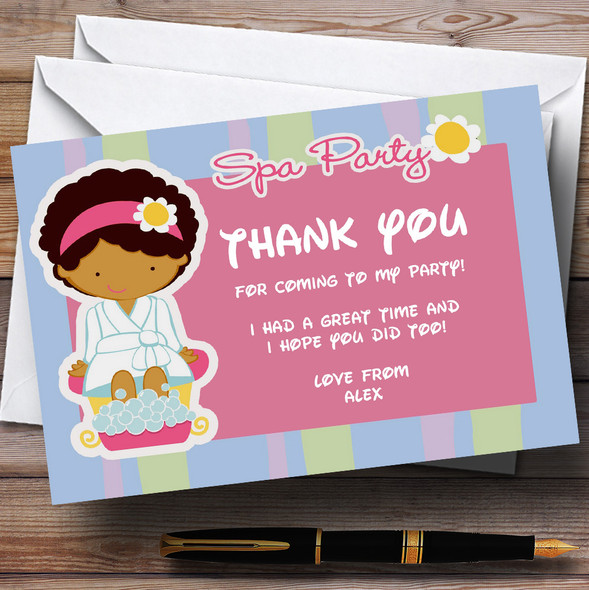 Blue And Pink Spa Customised Birthday Party Thank You Cards