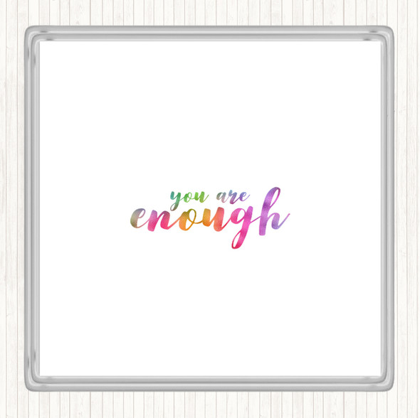 Enough Rainbow Quote Coaster