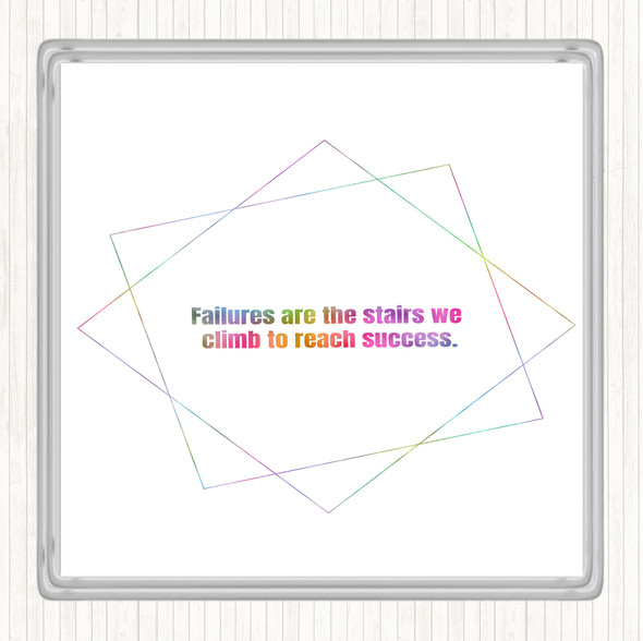 Failures Stairs Success Rainbow Quote Coaster