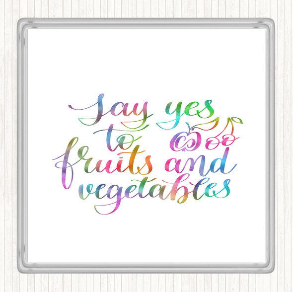 Fruits And Vegetables Rainbow Quote Coaster