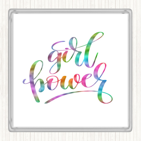 Girl Power Rainbow Quote Coaster