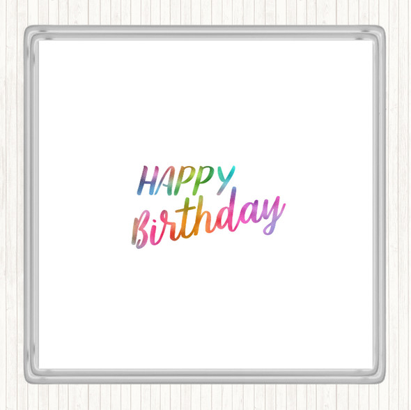 Happy Birthday Rainbow Quote Coaster