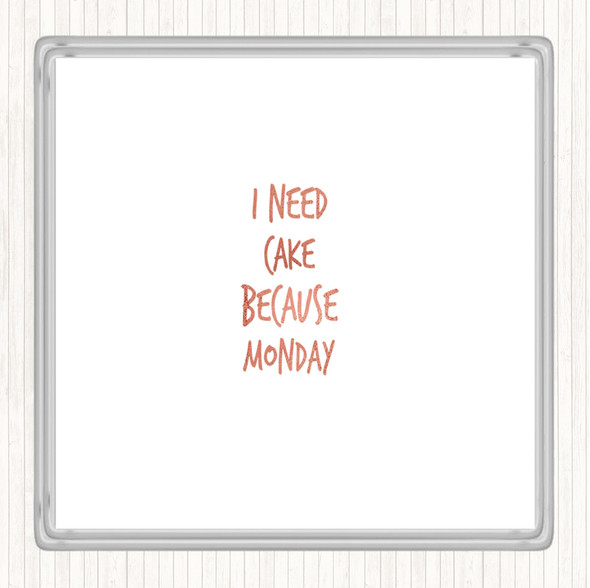 Rose Gold I Need Cake Quote Coaster